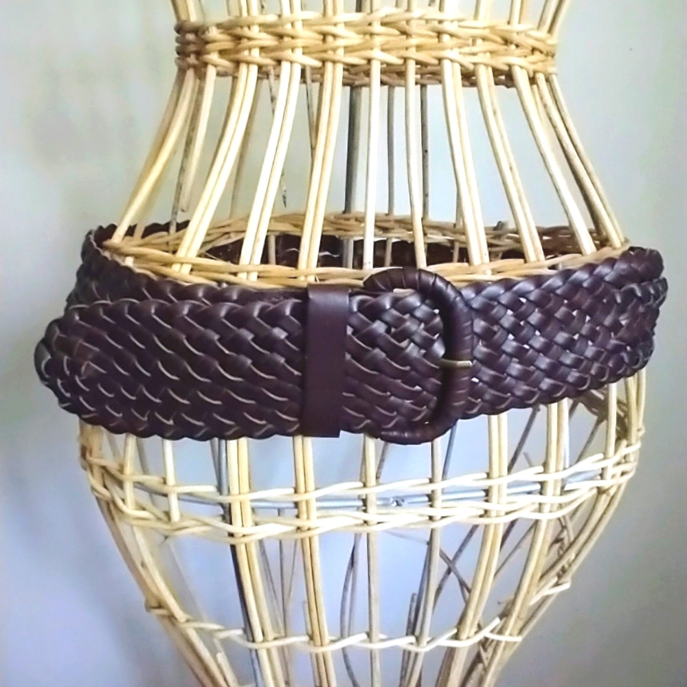 Braided Leather Belt - Brown